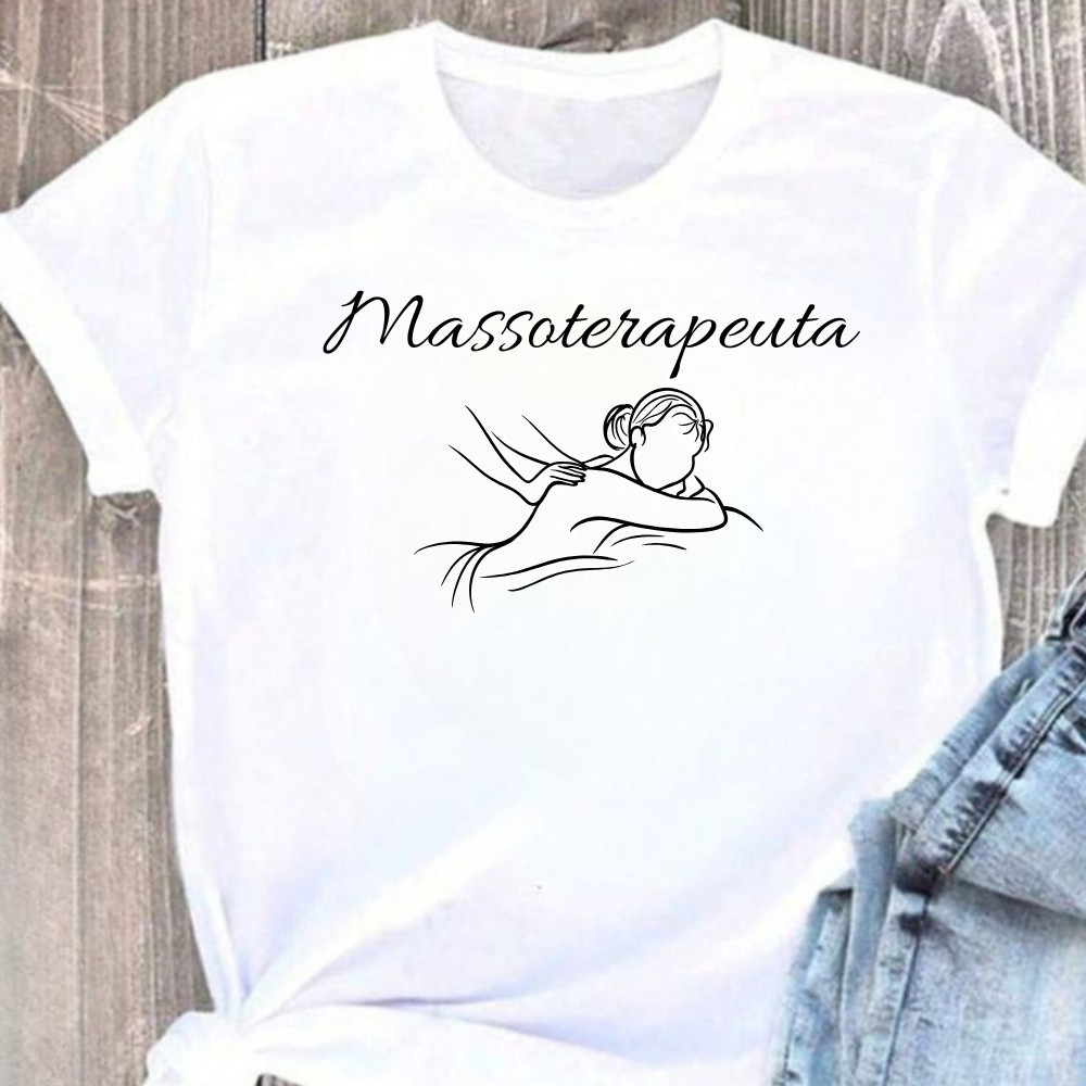 Camiseta Blusa T Shirt Feminina Estampada Massoterapeuta Profissão 100% Algodão