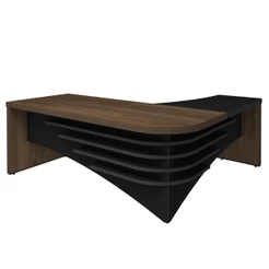 Mesa Escritório em L 200cm Lado Esquerdo A06 Marrom/Preto - Mpozenato