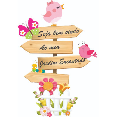 Display MDF placa bem vindos jardim encantado