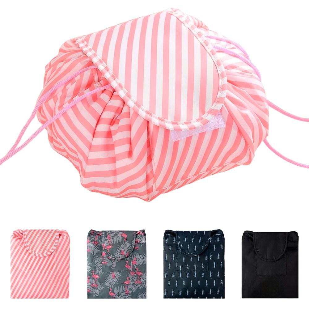 Necessaire Tipo Saco Organizadora Para Viagem e Maquiagem Dobrável com Cordão Portátil a Prova D´água