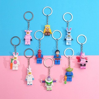1PCS Super Hero Blocos De Construção Do Herói PVC Spiderman Buzz Lightyear Batman Figura Doll Keychain Ornamento Pingente em Oferta na Shopee