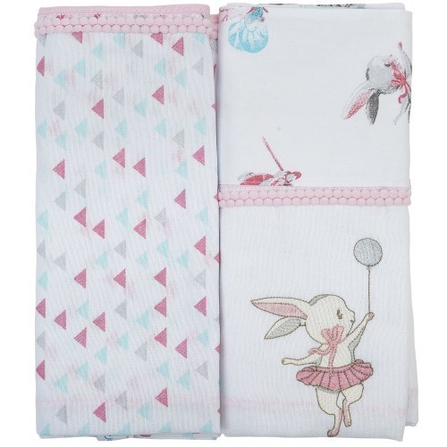 kit Manta Cueiro Flanelado 2pçs Coelhinha Bailarina BABY JOY TRENDS