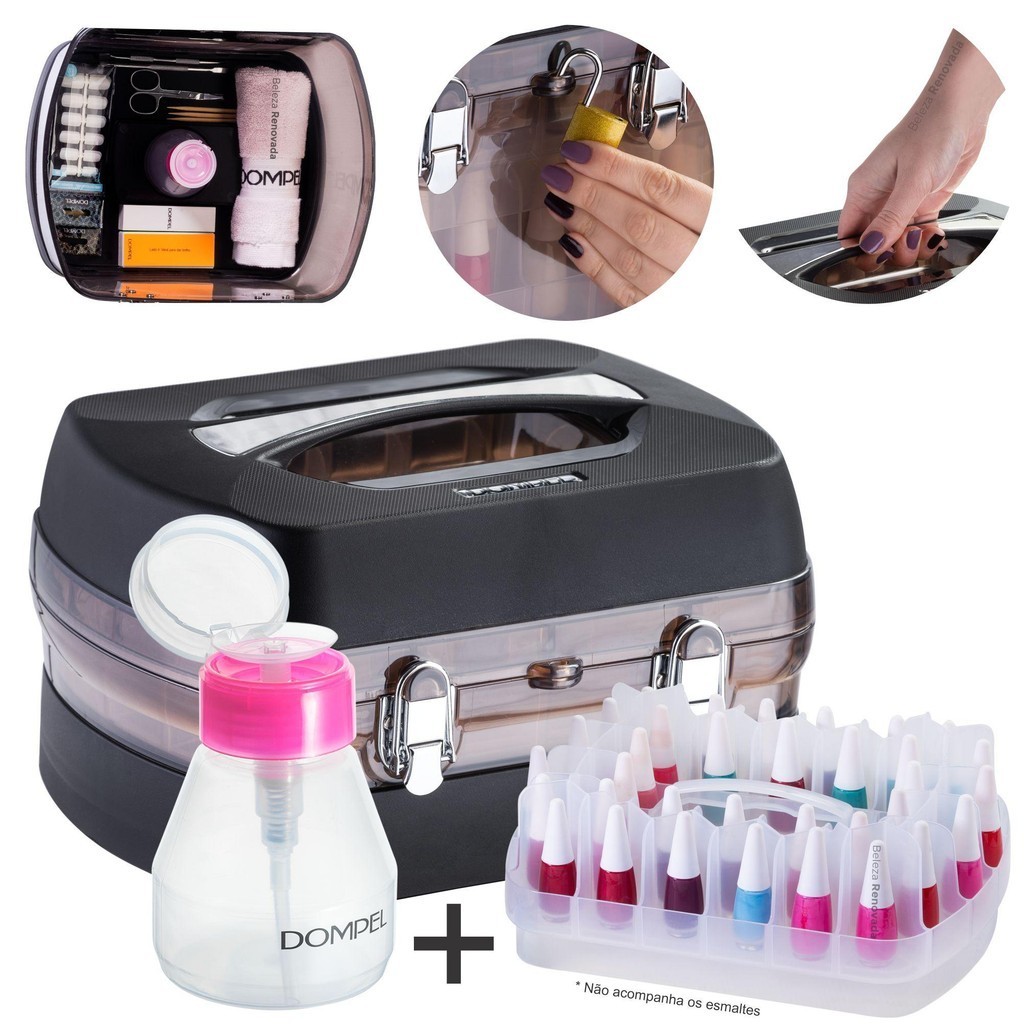 Maleta Manicure Dompel Organizadora 34 Esmaltes E Acetona em Oferta na Shopee