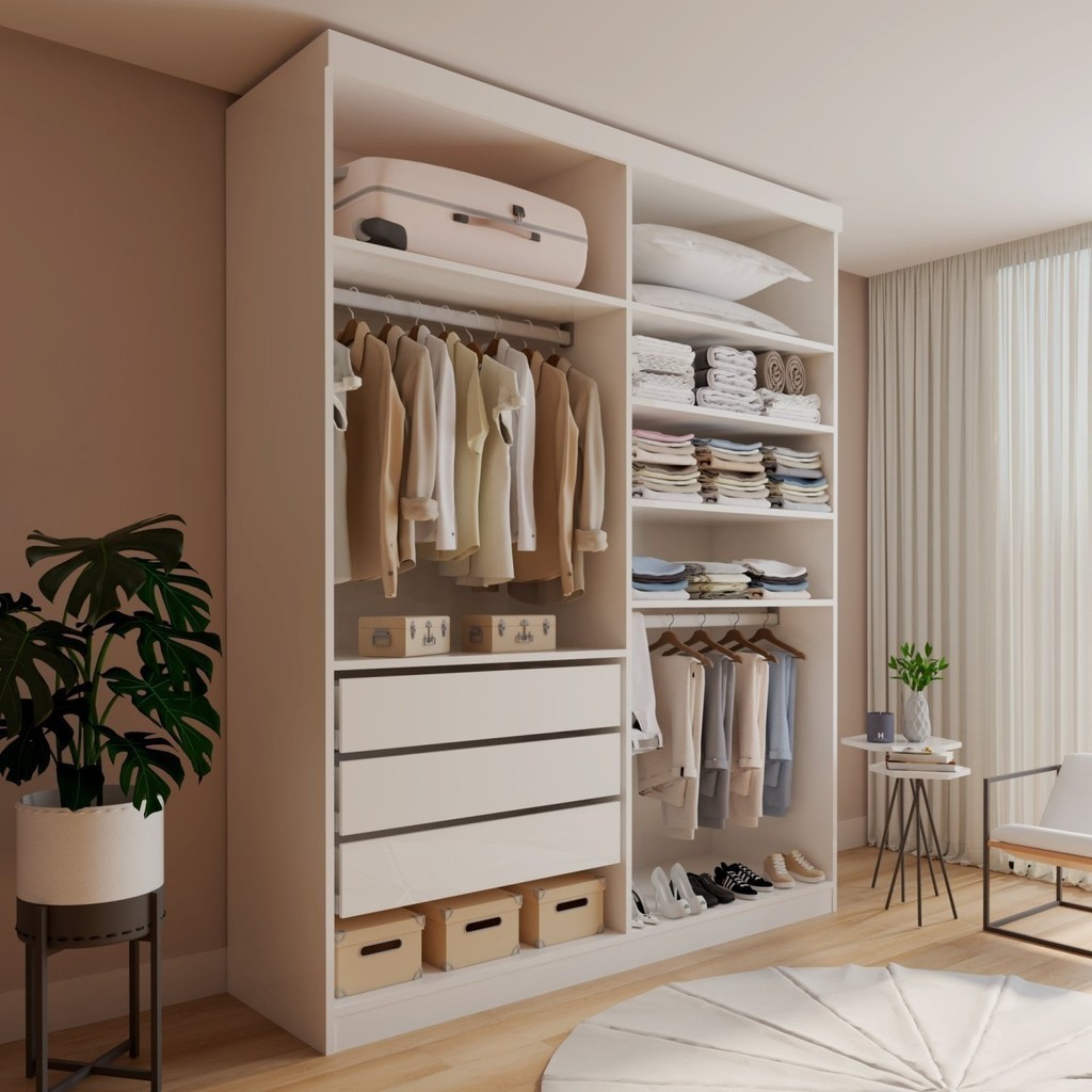 Closet Casal sem Portas 3 Gavetas Roma Branco - Mom & Baby
