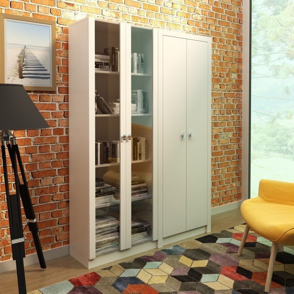 Kit 2 Armários para Escritório 2 Portas ME4115 e ME4105 Tecno Mobili Branco em Oferta na Shopee