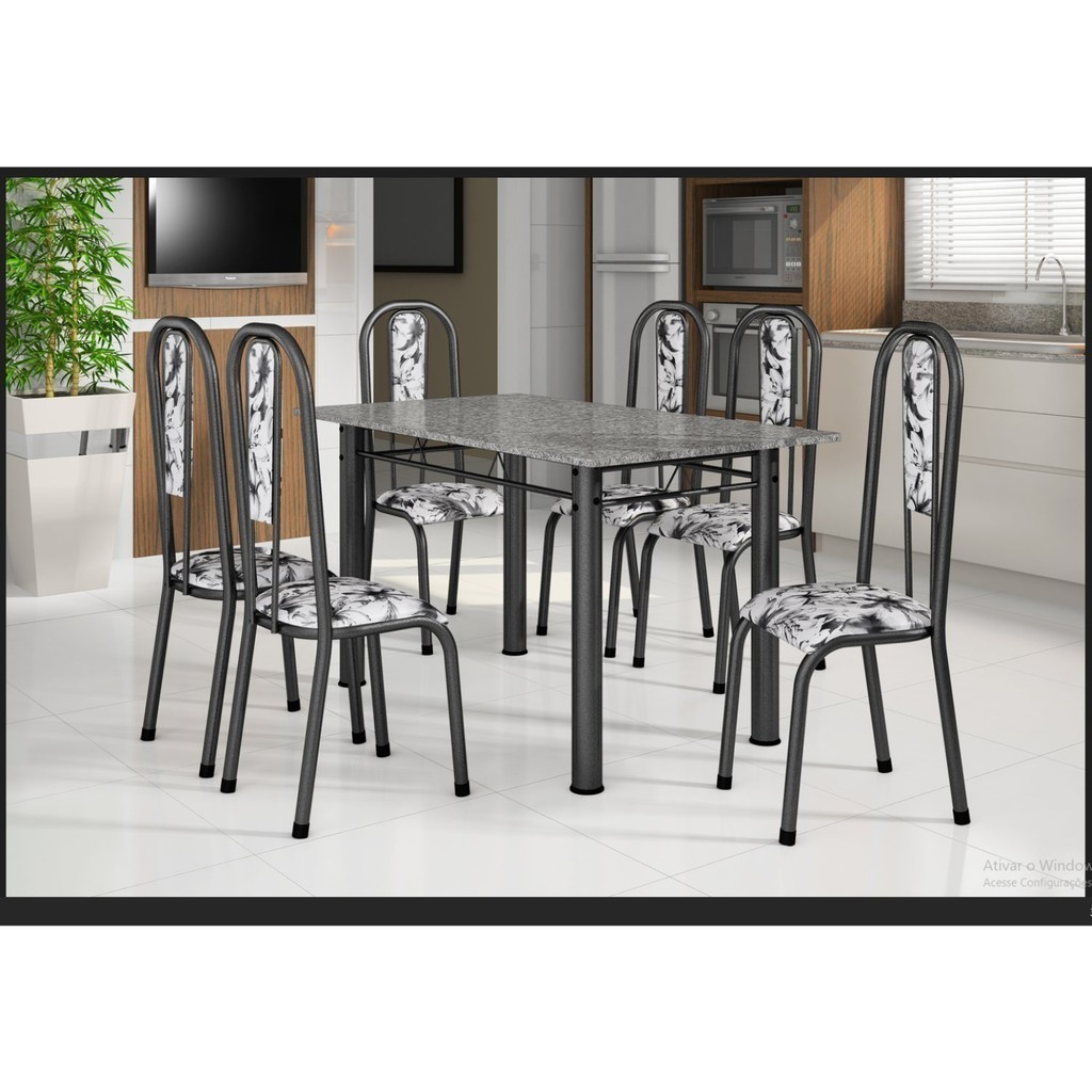 Conjunto Mesa Tubular com 6 Cadeiras Atenas em Oferta na Shopee