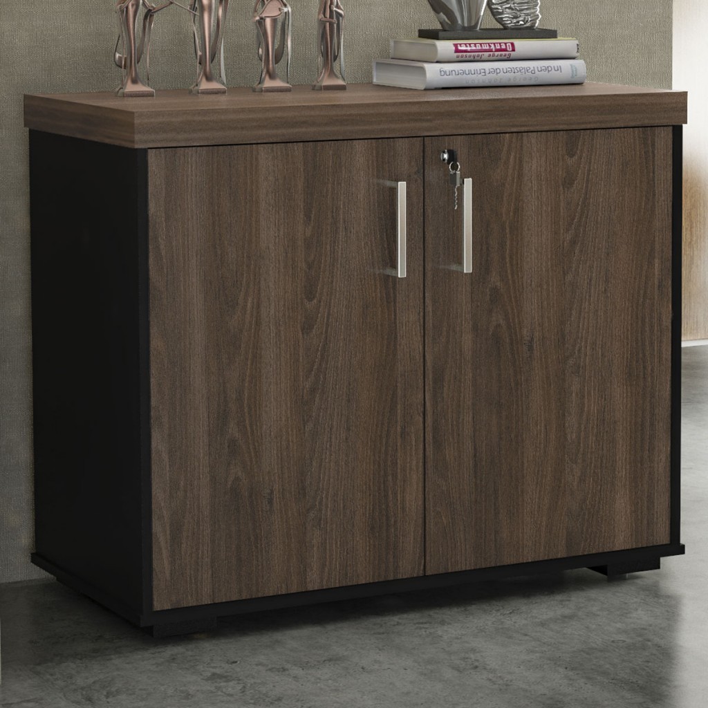 Armário para Escritório 2 Portas Charuto/Preto 006169 - Artany Móveis em Oferta na Shopee