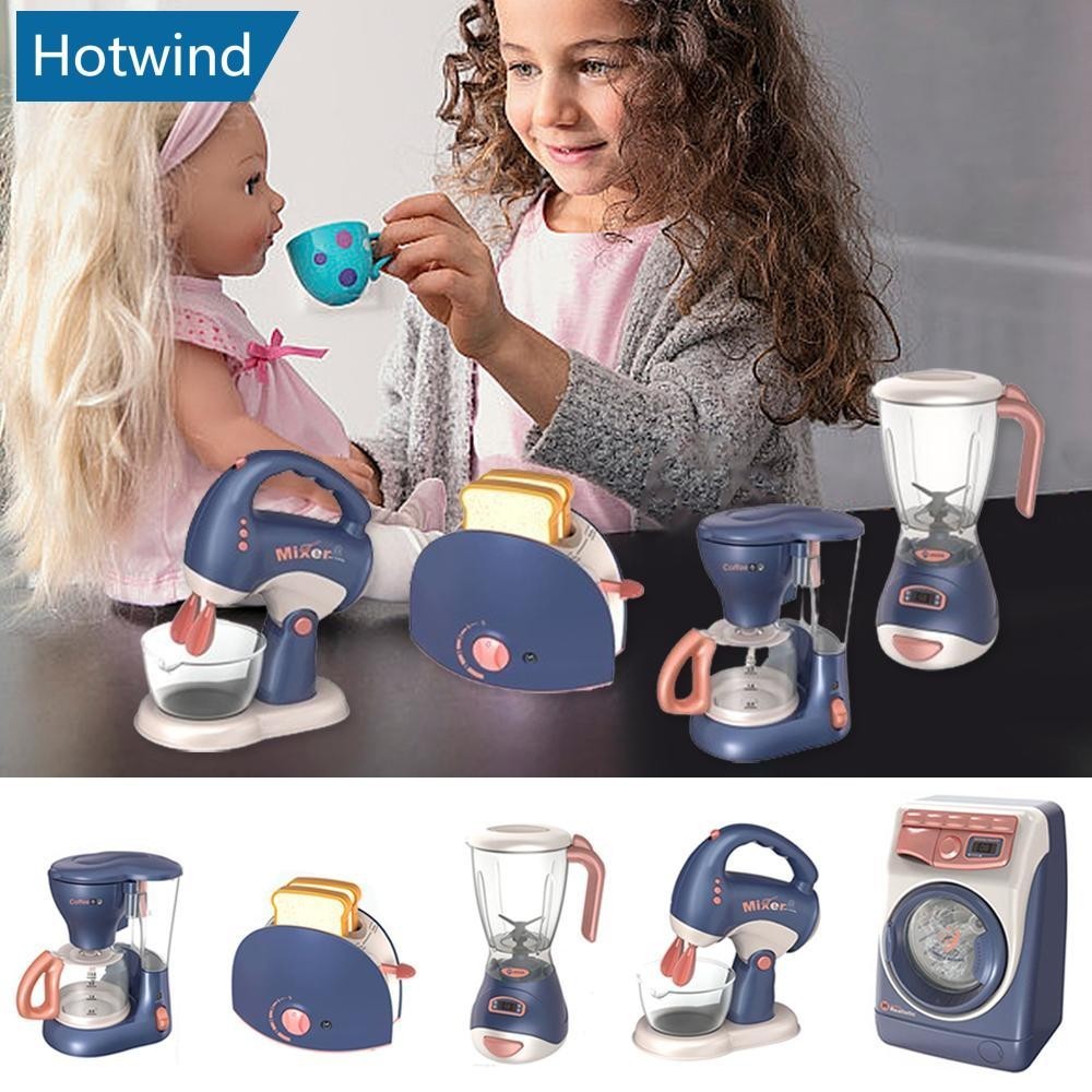 HW Mini Eletrodomésticos Brinquedos De Cozinha , Jogo De Fingir Com Misturador De Cafeteira E Torradeira Para Crianças Meninas Presentes R9Y6