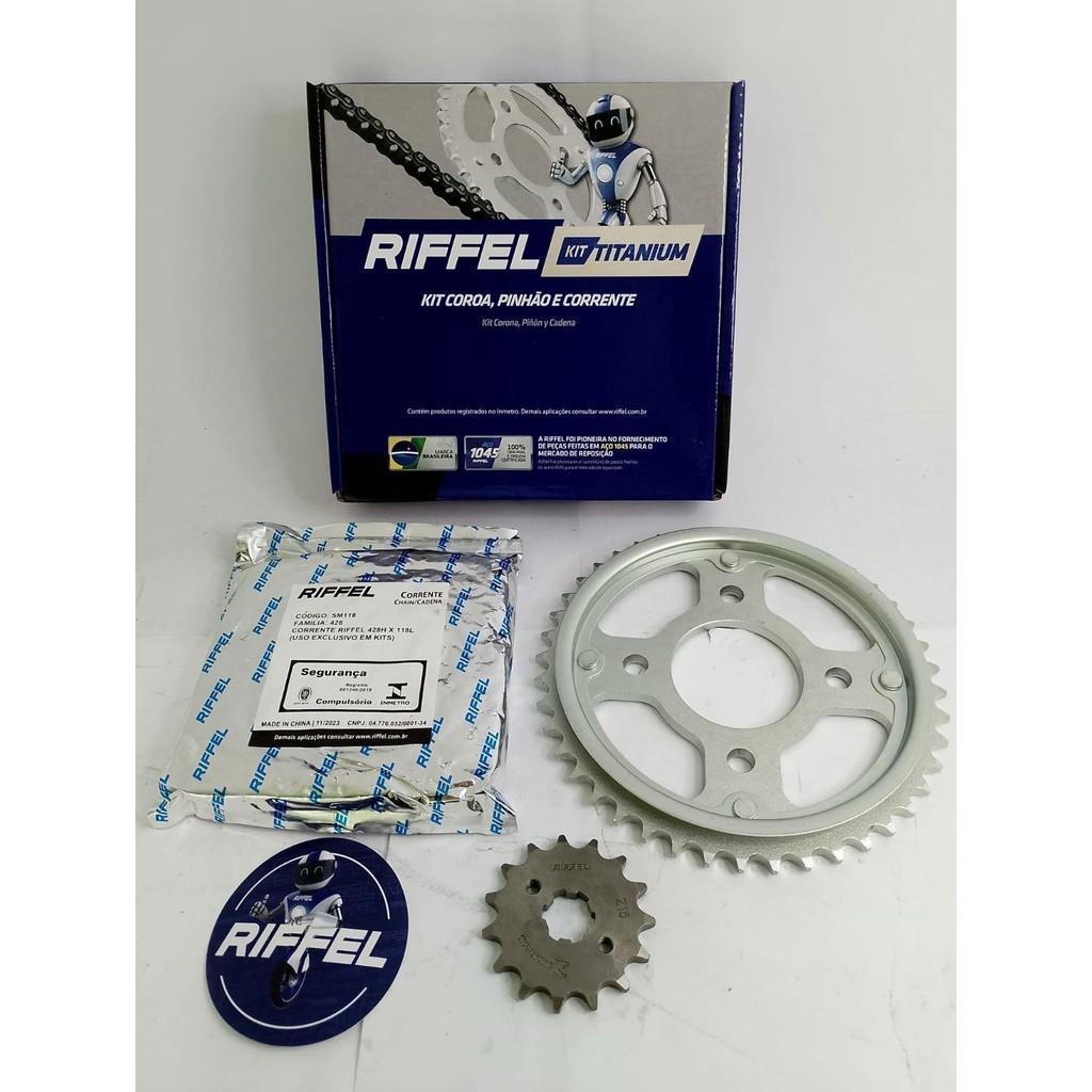 Kit Relação Tração Transmissão Cg Titan Fan 160 2016 a 2026 Original Riffel · foto 2