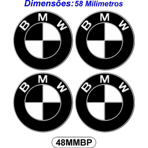 Jogo Adesivo Emblema Logo Roda Calota Miolo Meio Bmw 58mm