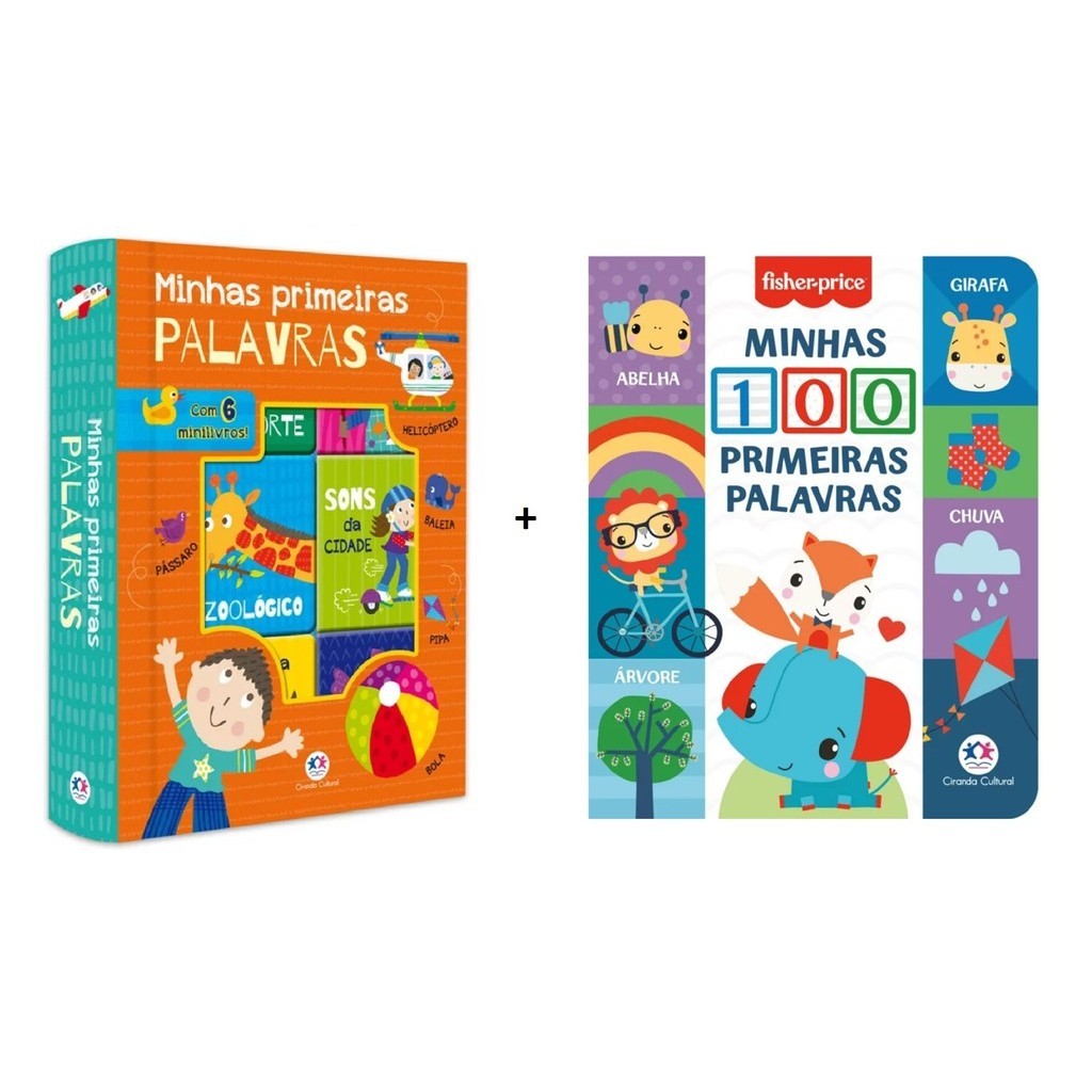 Kit 2 Livros | Box com 6 Minilivros Minhas Primeiras Palavras + Fisher Price Minhas 100 Primeiras Palavras | Ciranda Cultural em Oferta na Shopee