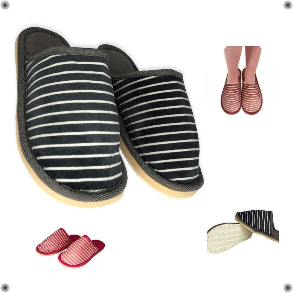 Pantufa Feminina Listras Chinelo Confortável Inverno Frio Adulto Quarto Antiderrapante Outono Quentinha Unissex Macia