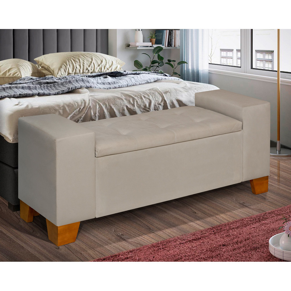 Recamier Baú Banco Divã Berlin 1,50m Para Quarto Sala Puff Guardar Sapateira Enxoval Premium