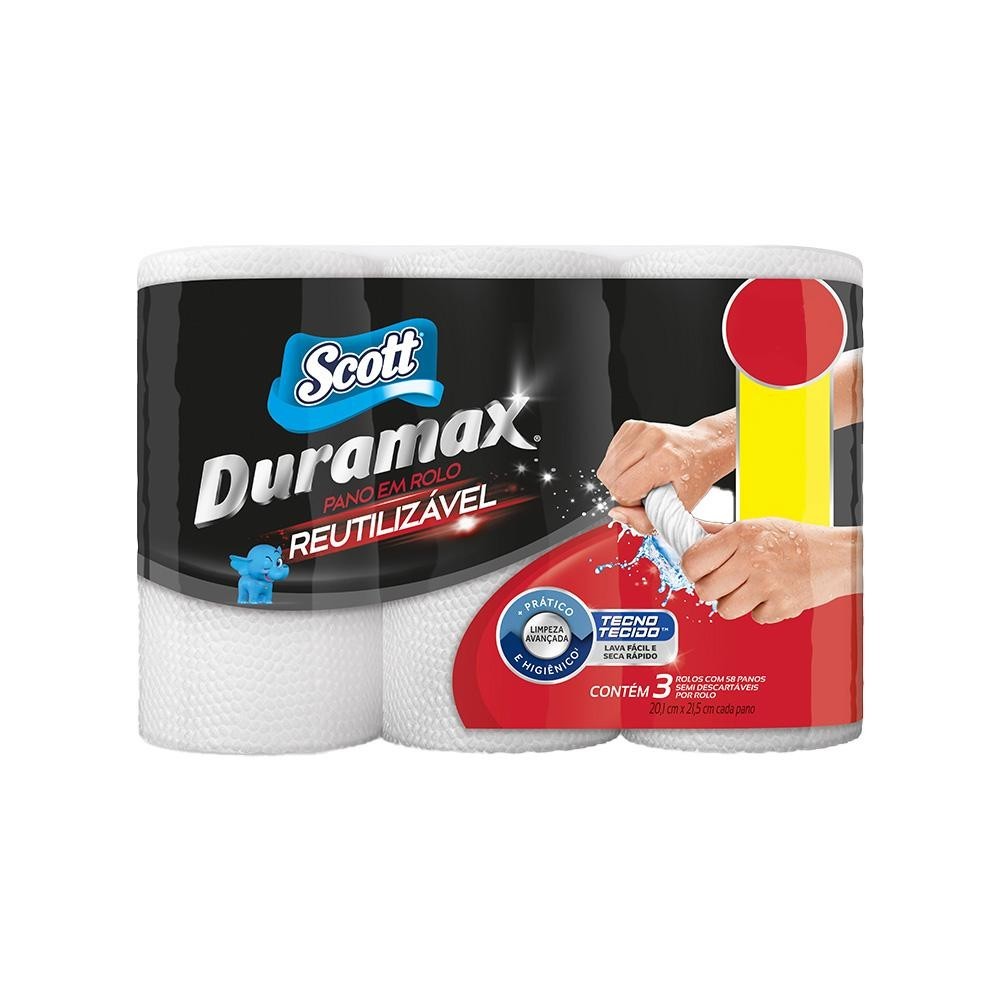 Pano Reutilizável Scott Duramax Rolo Branco 174 Panos