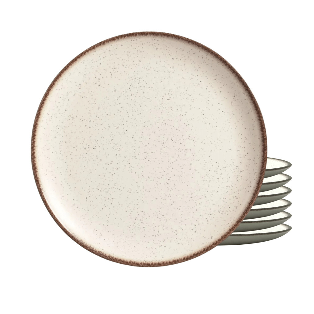 Jogo De Pratos Raso Cerâmica Kit 6 Peças 29cm Coup Vanilla Alleanza Rustico - Home & Living
