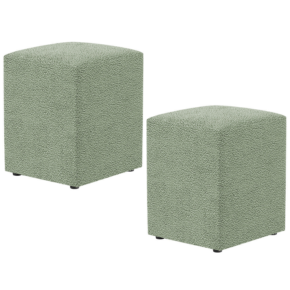 Kit 02 Puffs Quadrado Decorativo Sala De Estar L02 Bouclê Oliva - Lyam Decor em Oferta na Shopee