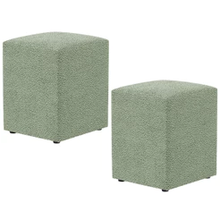 Kit 02 Puffs Quadrado Decorativo Sala De Estar L02 Bouclê Oliva - Lyam Decor