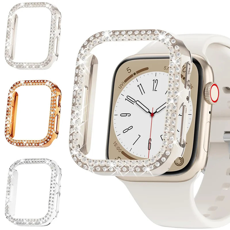 Diamente PC Case Capa Para Apple Watch 10 46mm 42mm 44mm 41mm 40mm 38mm 45mm 49mm Ultra Meninas Diamantes Caso De iWatch
