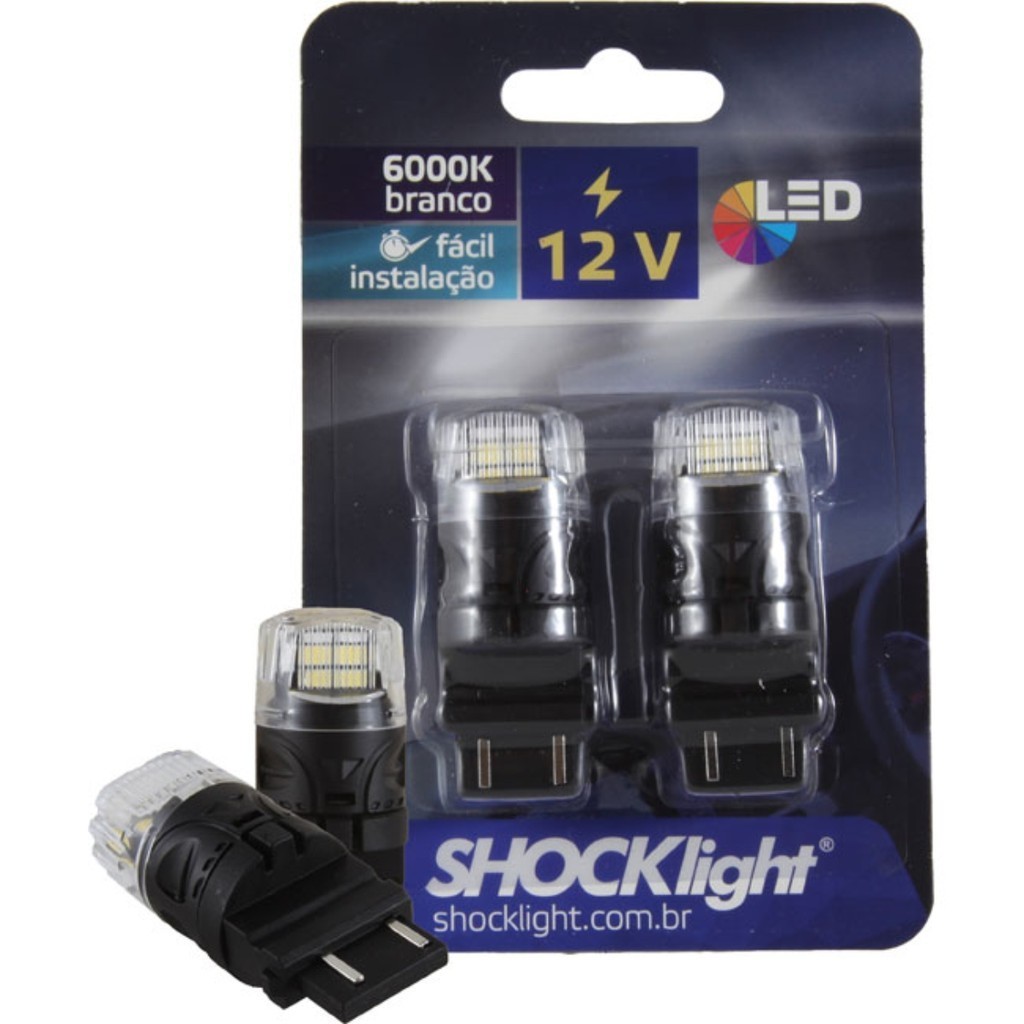 Par Lâmpada Led T25 2 Polos 3157 16 Leds Shocklight - SLL-123157-BC - Spare Parts and Accessories for Vehicles