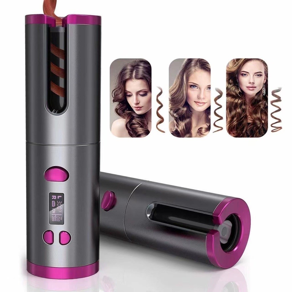 Modelador de cabelo automático sem fio com bateria recarregável de cerâmica embutida maris...
