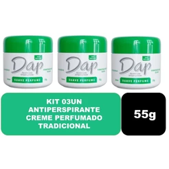 Kit 03 Desodorante Antiperspirante Creme Perfume Suave 55g - Dap