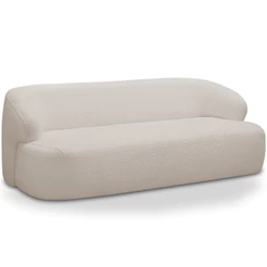 Sofá 3 Lugares Curvo Orgânico Para Sala Living 180cm Barolo L06 Bouclê Bege - Lyam Decor