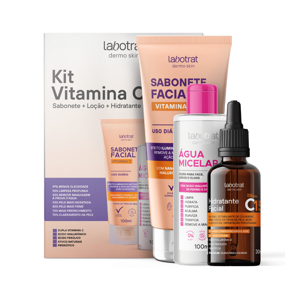 Kit Facial Vitamina C Dermo Skin 3 Itens Labotrat Skin Care - Sabonete + Loção + Hidratante em Oferta na Shopee