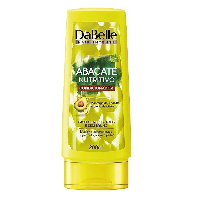 Condicionador Capilar Dabelle Abacate Nutritivo Cabelos Ressecados e Sem Brilho Maciez Desembaraço Vegano Sem Sal 200ml