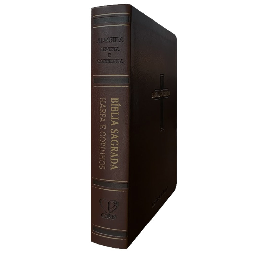 Bíblia Sagrada | Letra Jumbo | ARC | Harpa Avivada  | Capa PU Cruz Marrom em Oferta na Shopee