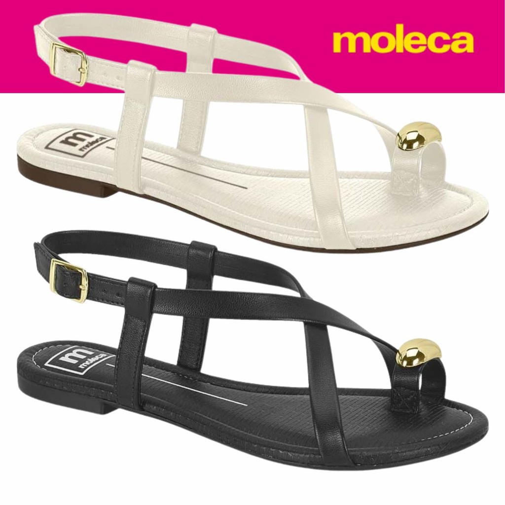 Sandalia Rasteira Feminina Moleca Dedo Metálico Fivela Delicada em Oferta na Shopee