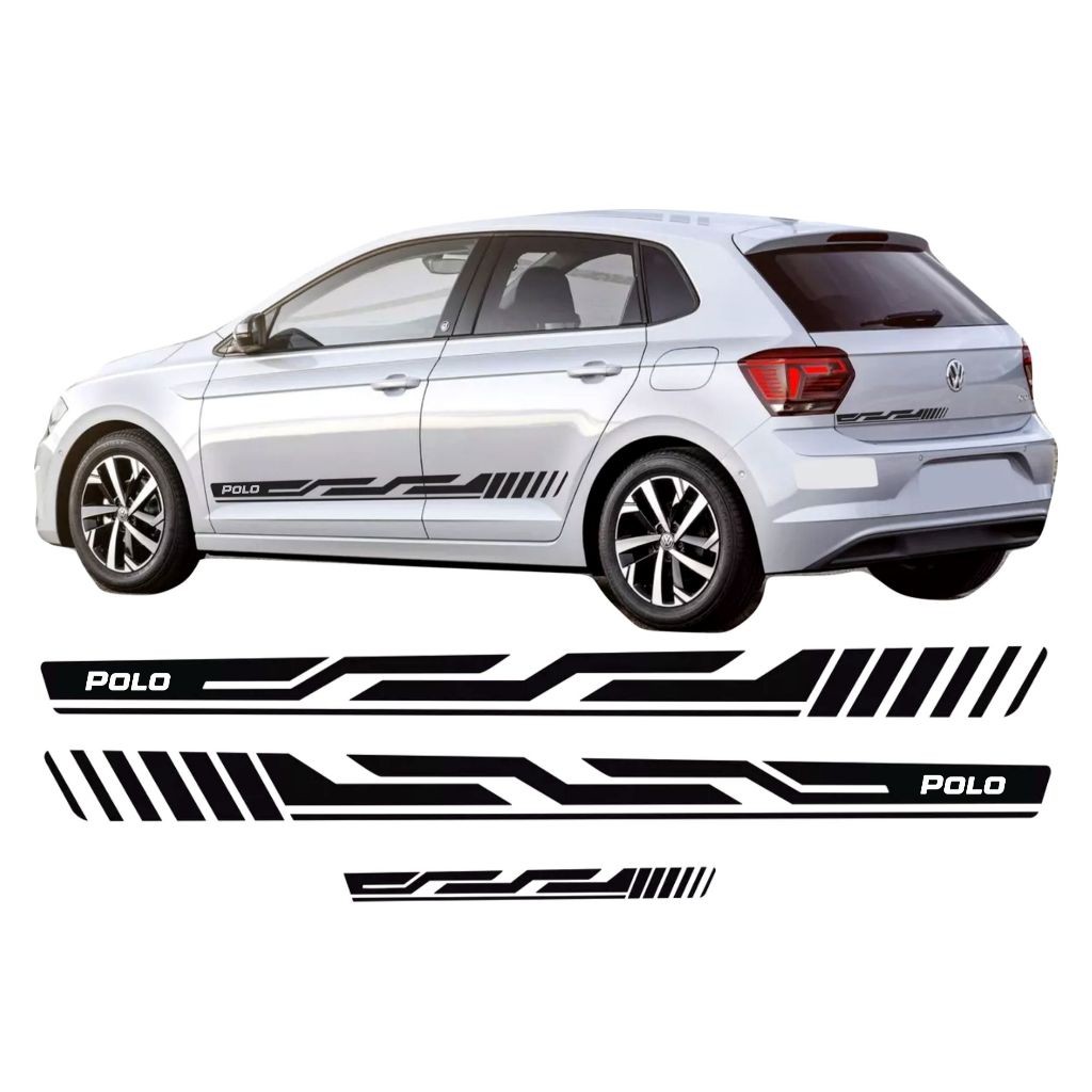 KIT Adesivos Esportivo Polo Hatch Highline Faixa Lateral E Traseira Tuning Sport Acessórios Personalizados VW94
