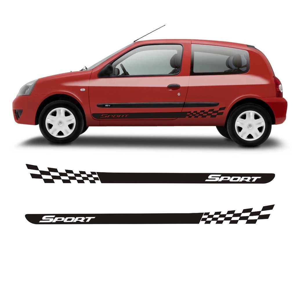 Adesivo Lateral Renault Clio N2 duas portas Sport Hatch Faixa Adesiva Colante Fita
