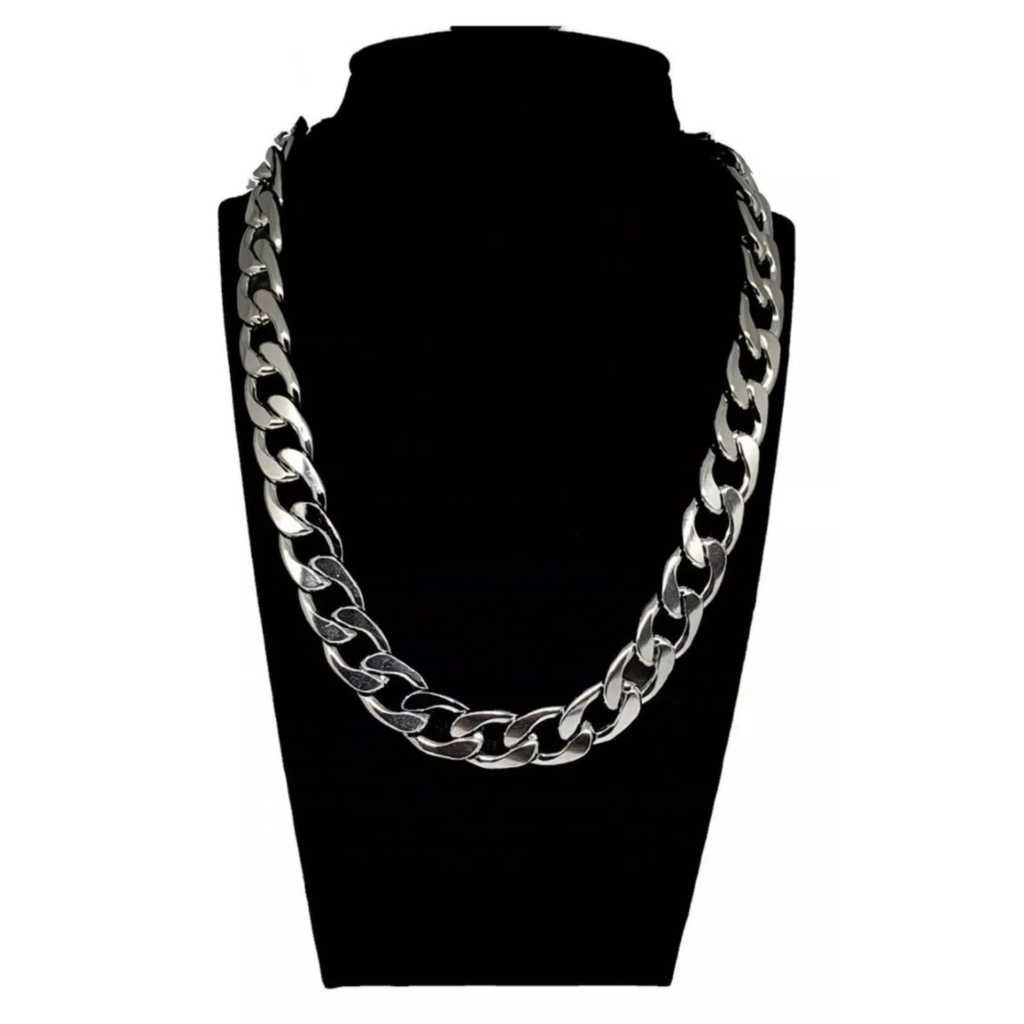 Corrente Grossa Cordão Grumet prateada 70 cm, 13mm largura aço inoxidavél Hipoalergênico. envio em 24H.