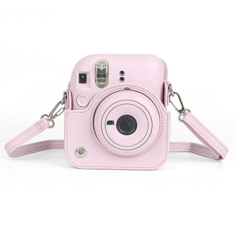 Para Instax Mini 12 Caso Da Câmera De Couro Do Plutônio Macio Protetor Trave Saco Fujifilm Filme Com Alça Ombro E9S8