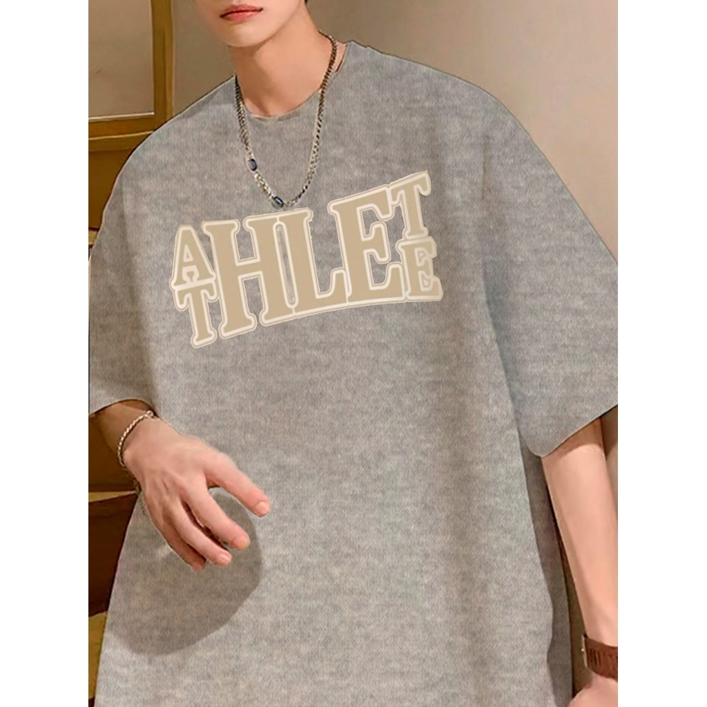 Camiseta Masculina Oversized Mescla Claro Streetwear T-Shirt Casual Personalizada Athlete Esportivo