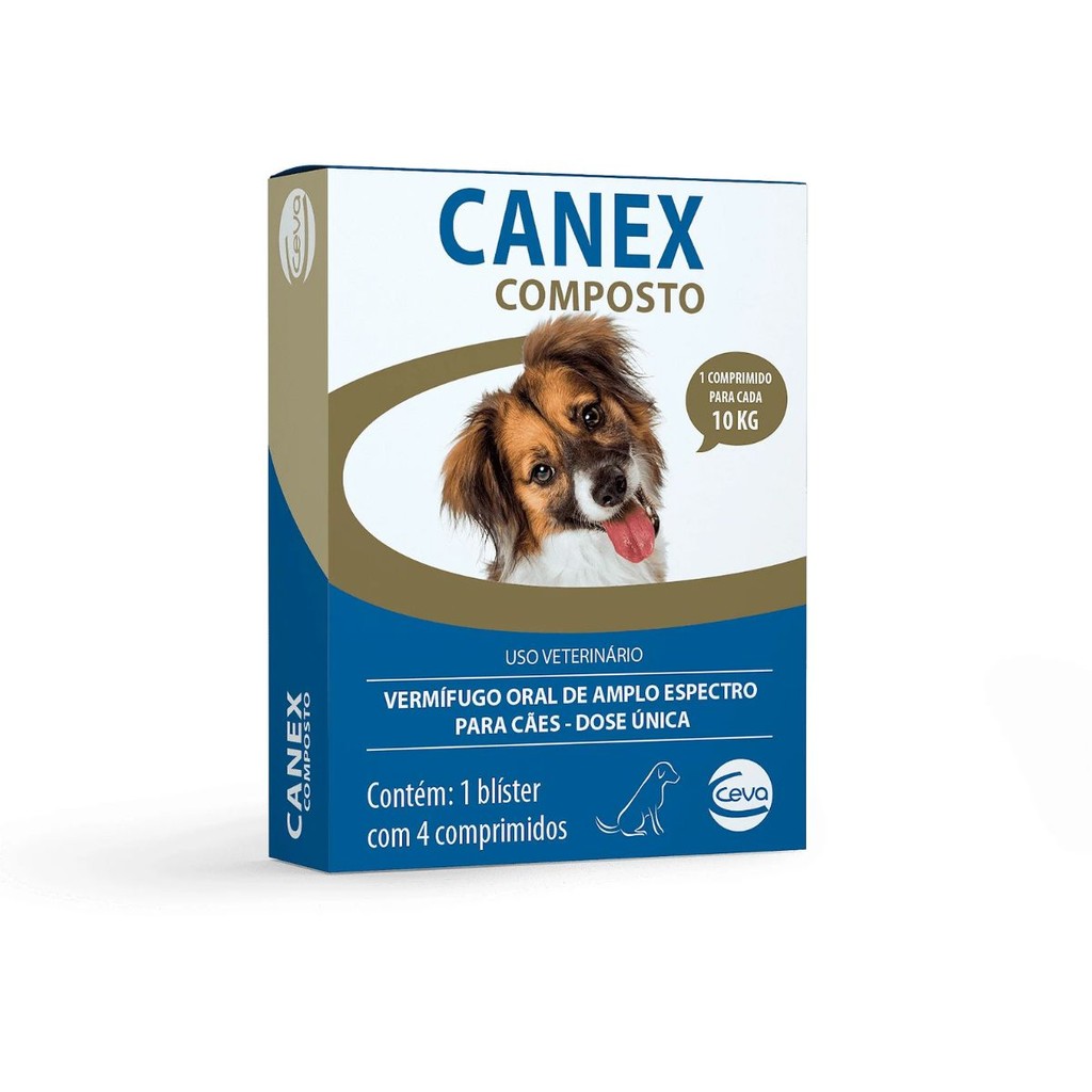 Canex Composto Vermífugo Endoparasita c/ 4 Comp. Dose Única em Oferta na Shopee