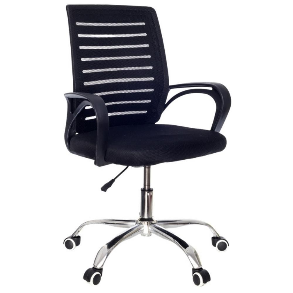 Cadeira de Escritório Secretária com Base Cromada com Rodinha Fortt Braga Preta - CSF04-P
 em Oferta na Shopee