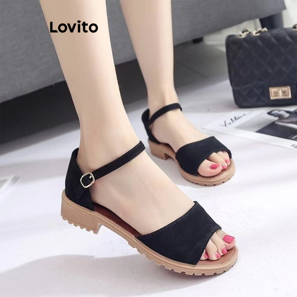 Lovito Sandálias planas casuais de fundo plano antiderrapante para mulheres LFA39125 - Women Shoes