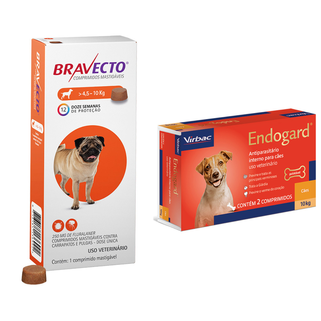 ANTIPULGAS BRAVECTO 4,5 A 10KG + BRINDE 2 ENDOGARD 10KG