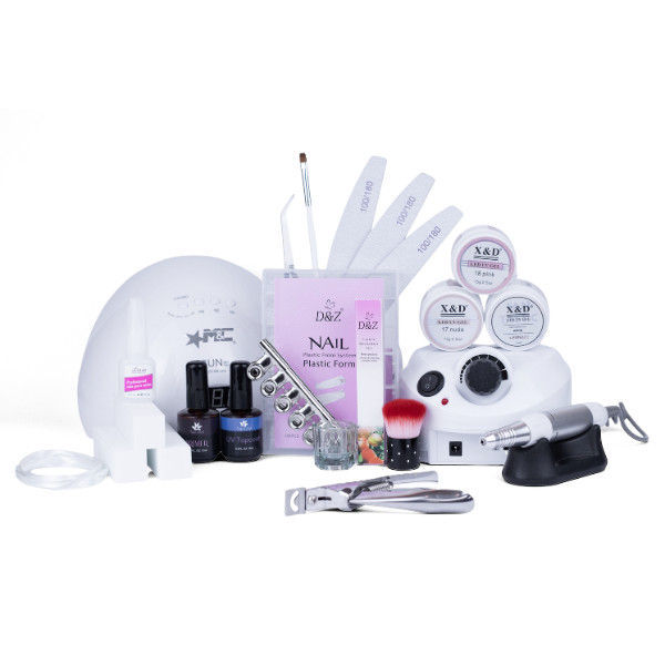 Kit Alongamento Unha Gel Fibra Mold F1 Lixadeira Nail Drill 50.000RPM Manicure Profissiona...