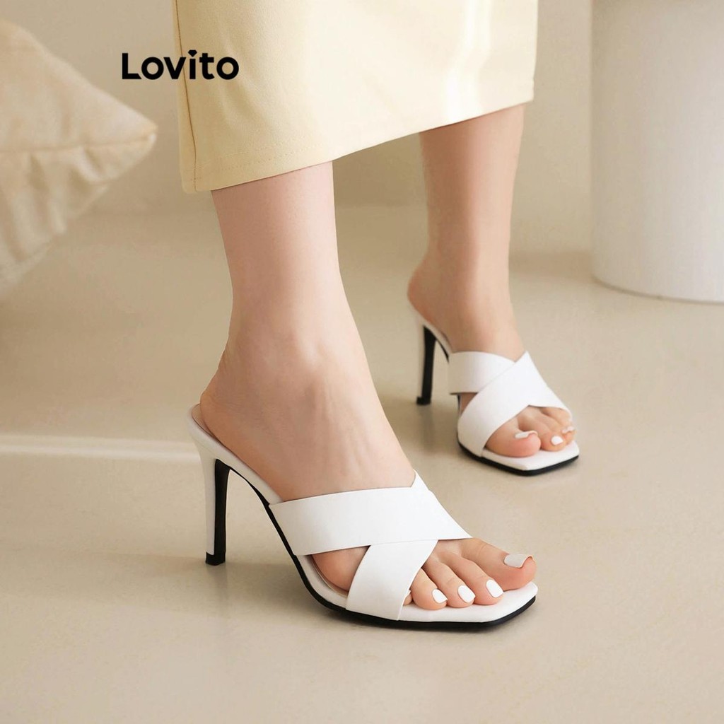 Lovito Elegante salto cruzado liso para mulheres  LFA66256 - Women Shoes