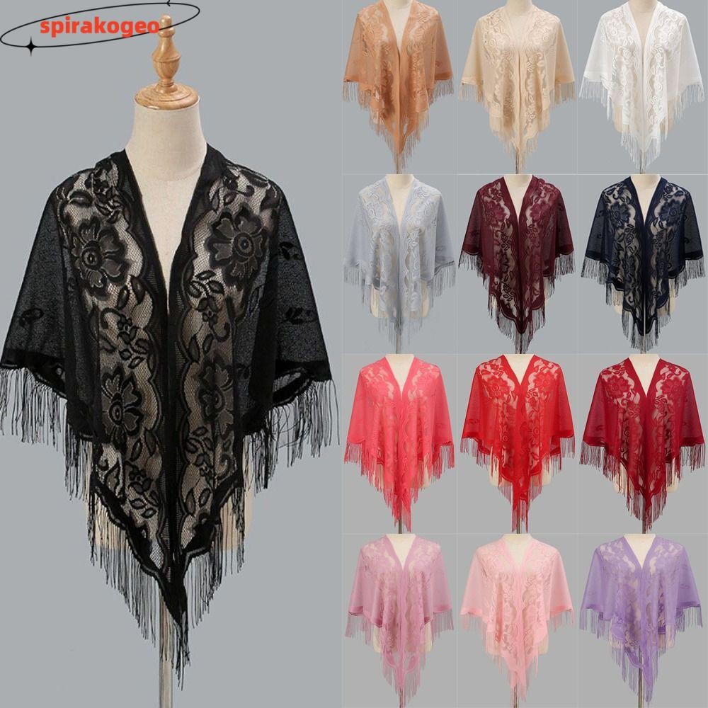 SPIRAKOGEO Xale Feminino , Capa De Baile De Noite Oca Multicolorida , Com Lenço Fashion Borla