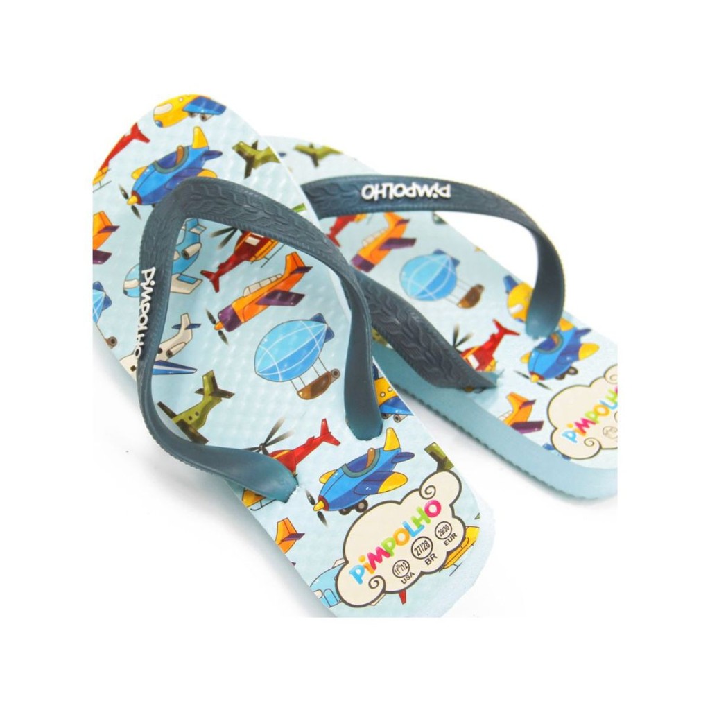 Chinelo Pimpolho Infantil Frota Aviões Azul Menino Sandália