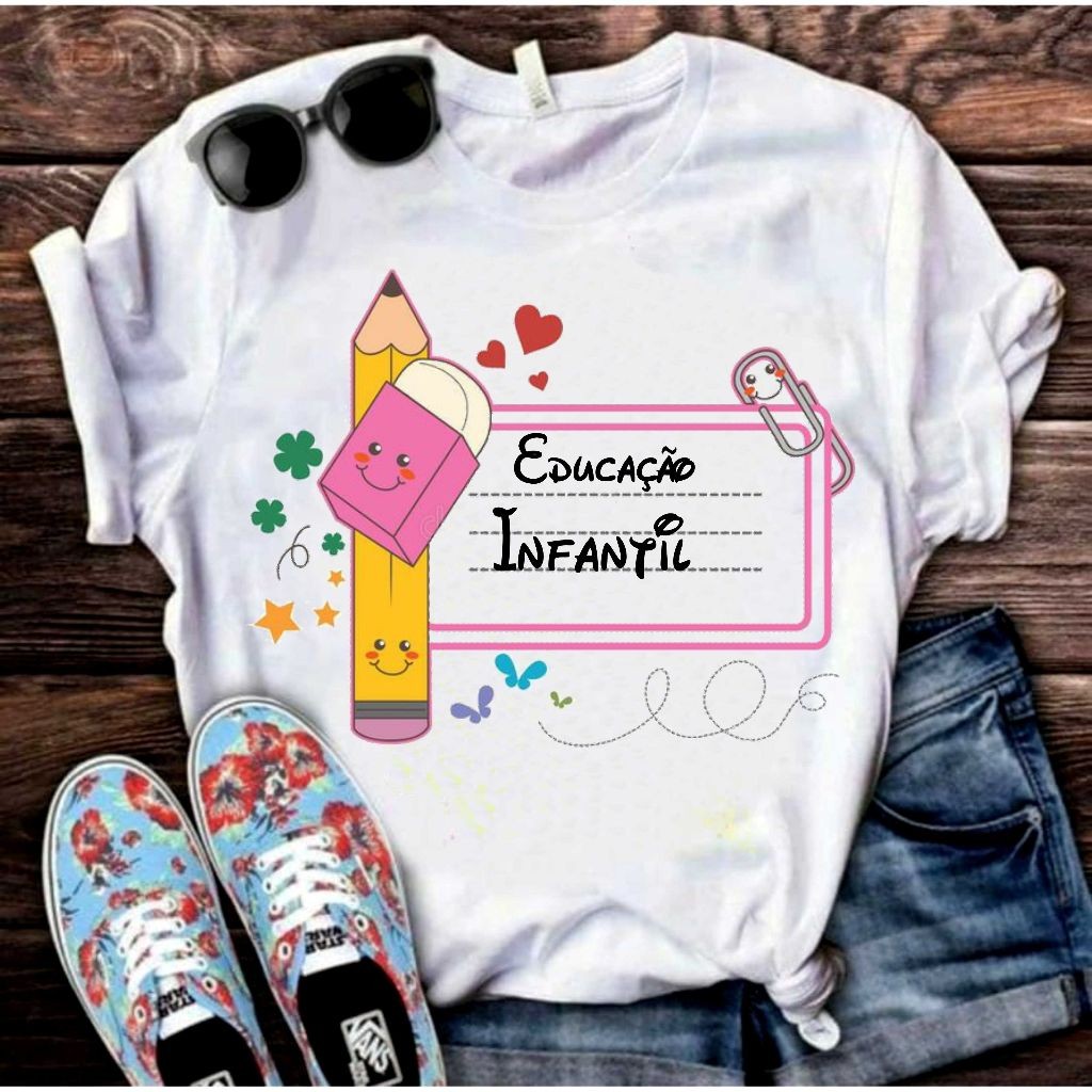 Camiseta Educação Infantil Professora Pedagogia Educadora Infantil Camiseta T-Shirt Blusa AE