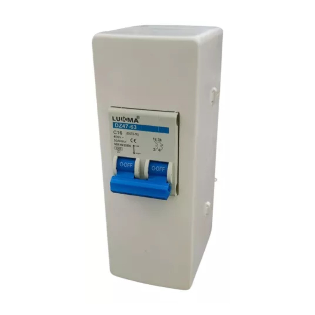 CAIXA SOBREPOR P/ DISJUNTOR BRANCO KIT C/ DISJUNTOR BIPOLAR