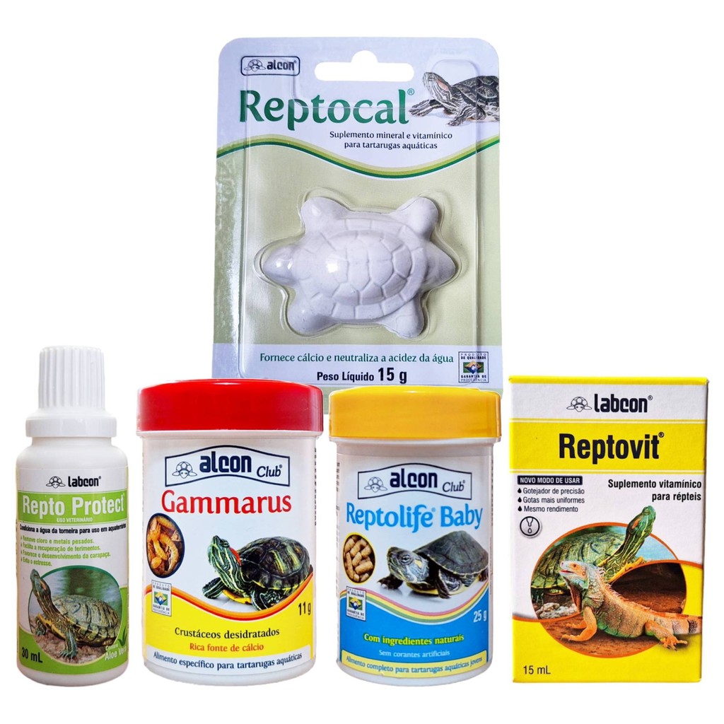 Kit Ração Reptolife Baby 25g Gammarus e Suplementos Para Tartarugas