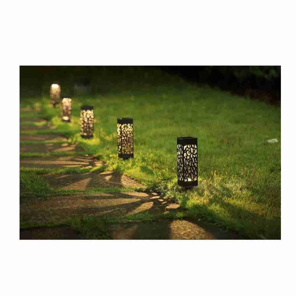 Luminária Solar Decorativa Balizadora Retangular LED Branco Quente - DNI 6113 em Oferta na Shopee