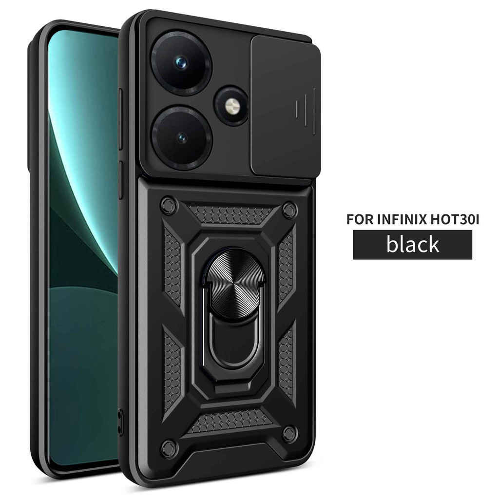 Caixa Infinix Smart 8 Pro Plus HD Hot 40i Tecno Spark Go 2024 20 20C Pop 8 Itel P55 4G BG7n X6525 Suporte Redondo Anti-Queda Capa De Telefone Rígido Com Proteção De Lente De Janela Deslizante