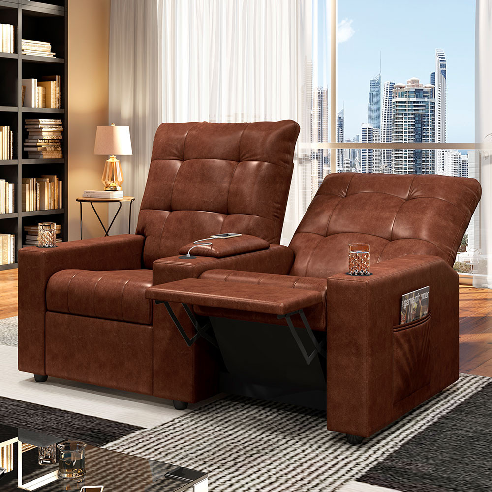 Poltrona do Papai Reclinável Cinema 2 Lugares Manual Baú USB Haifa F05 Facto Marrom B - Lyam Decor em Oferta na Shopee