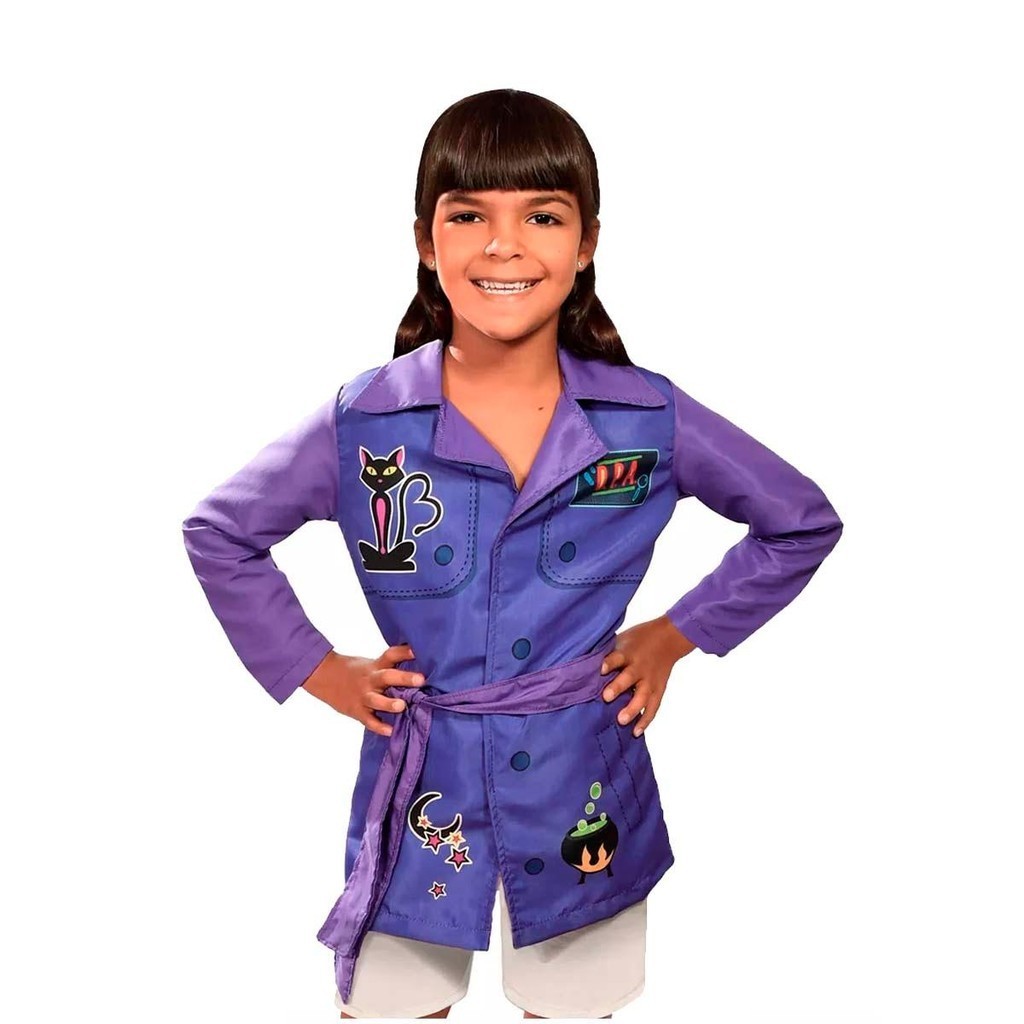 Fantasia Berenice DPA Detetives do Prédio Azul Infantil Jaleco Cor Roxo em Oferta na Shopee